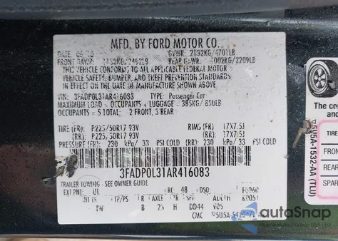 2010 Ford Fusion Hybrid z USA, uszkodzony, nr VIN 3FADP0L31AR416083